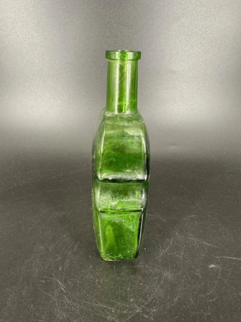 Vintage Wheaton Glass 7 Green Violin, Guitar, Cello or Bass Shaped Bottle